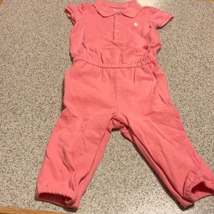 Ralph Lauren Girls Salmon Romper Size 9 Mos